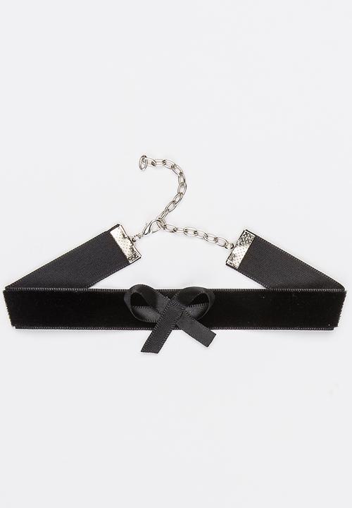 Jewels and Lace - Velvet Bow Choker Black