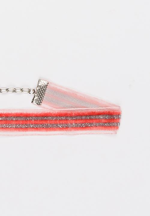 Jewels and Lace - Velvet Lurex Chocker Mid Pink