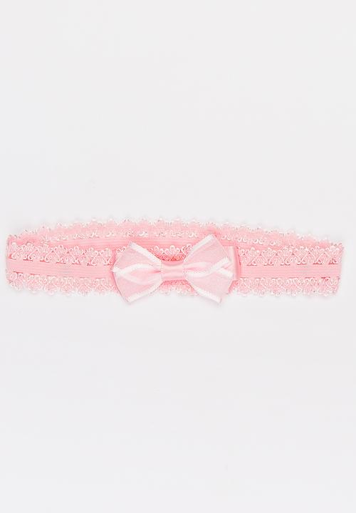 Jewels and Lace - Plaited Leaf and Bow Headband 2 Pack Mid Pink