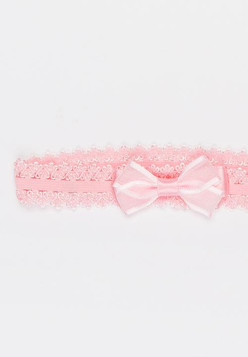 Jewels and Lace - Plaited Leaf and Bow Headband 2 Pack Mid Pink