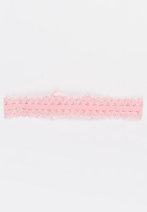 Jewels and Lace - Plaited Leaf and Bow Headband 2 Pack Mid Pink