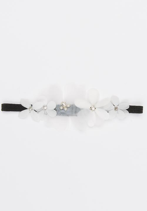 Jewels and Lace - Laser - Cut Flower Headband Black and White