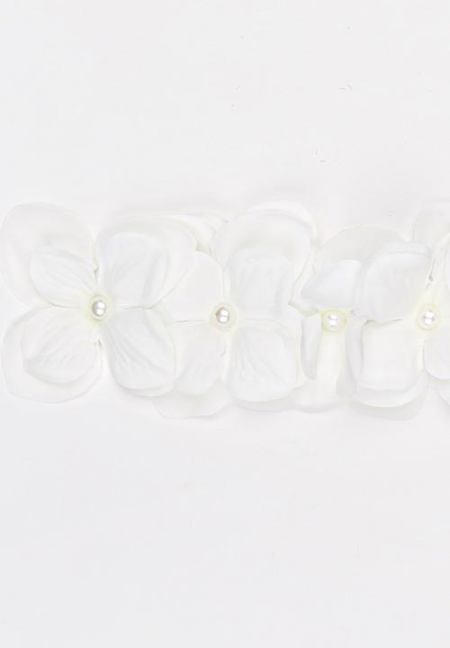 Jewels and Lace - Flower Headband Off White