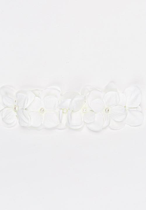 Jewels and Lace - Flower Headband Off White