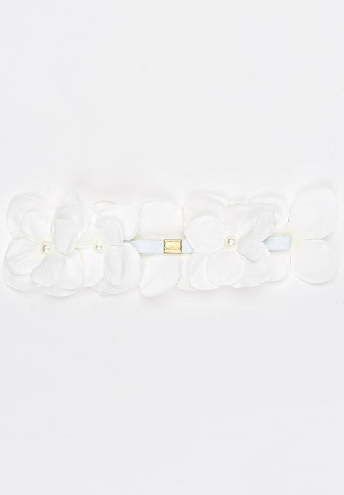 Jewels and Lace - Flower Headband Off White