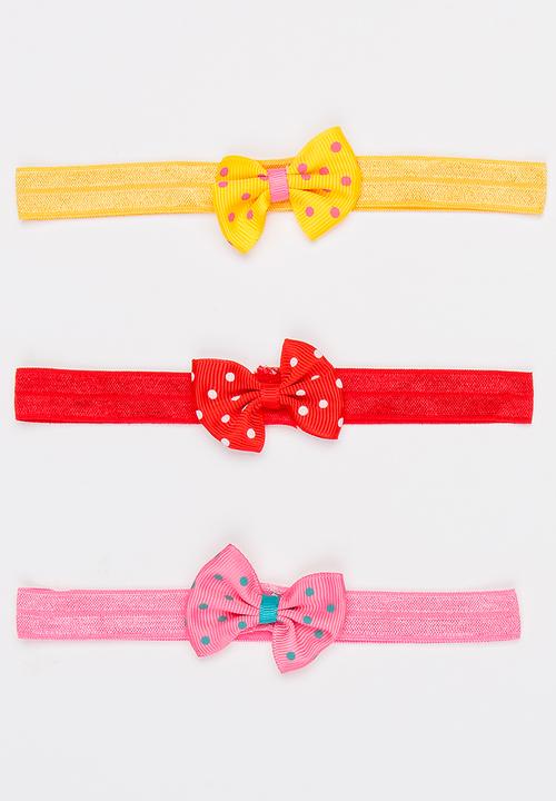 Jewels and Lace - Bow Headband 3 Pack Multi-colour