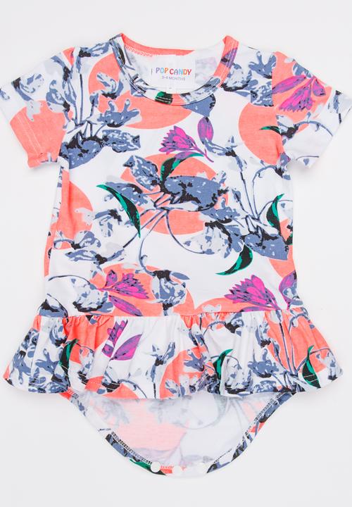 Pop Candy - Printed Romper Dress Multi-colour