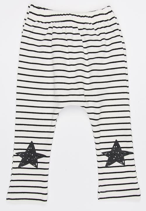 Pop Candy - Joggers with Patch Detail Black and White