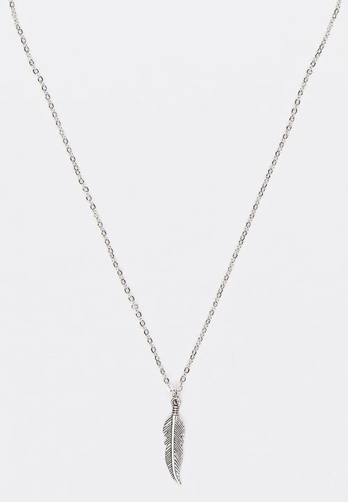 Jewels and Lace - Feather Necklace  Silver