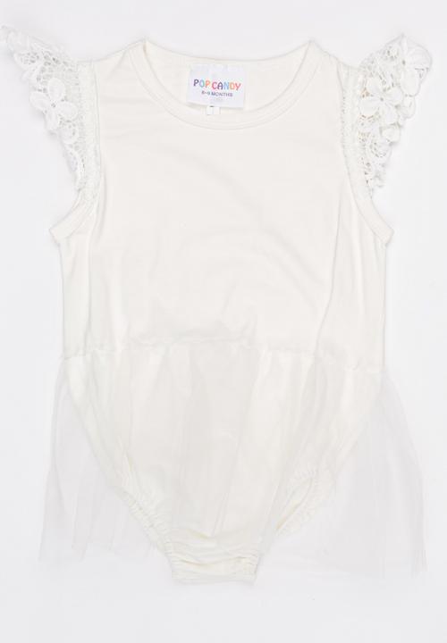 Pop Candy - Sleeveless Tulle Romper Off White