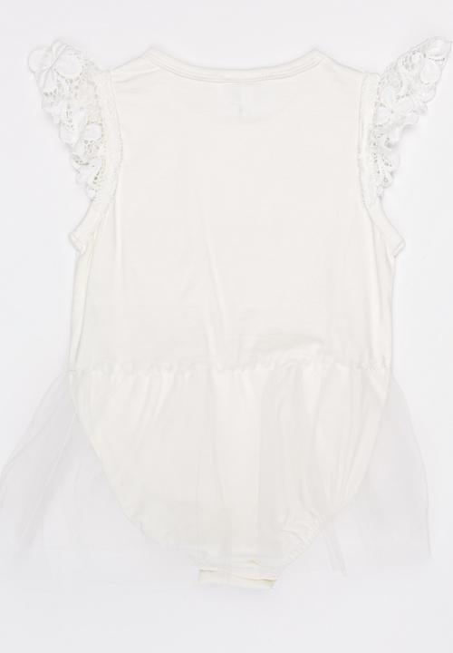 Pop Candy - Sleeveless Tulle Romper Off White