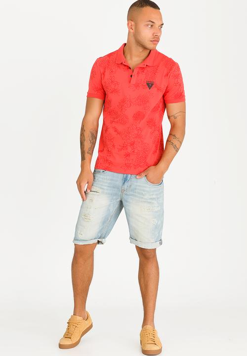 GUESS - Stream Floral Vine Polo Red