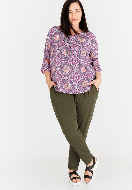 Slick - Torey Eyelit Lace-up Detail Top Multi-colour