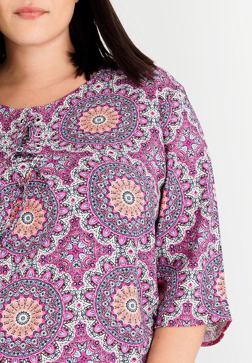 Slick - Torey Eyelit Lace-up Detail Top Multi-colour