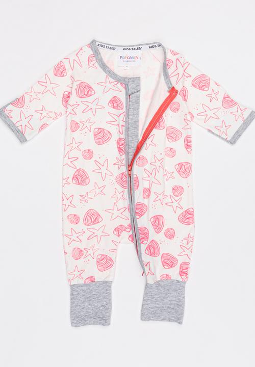 Pop Candy - Shell Print Full Bodysuit Mid Pink
