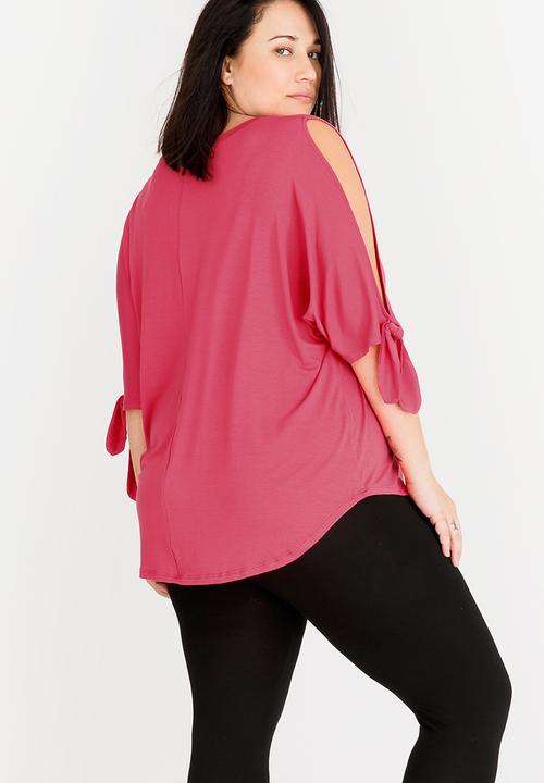 Slick - Rachel Tie Sleeve Top Coral