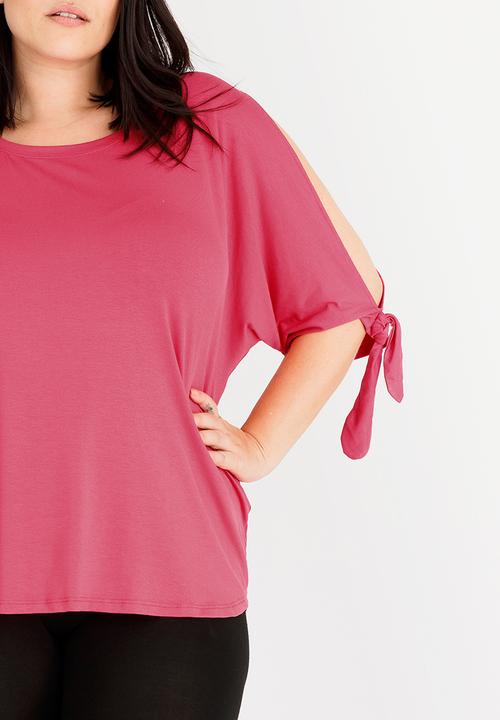 Slick - Rachel Tie Sleeve Top Coral