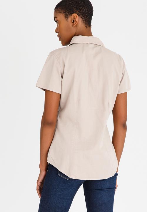 JEEP - Short Sleeve Pocket Blouse Stone