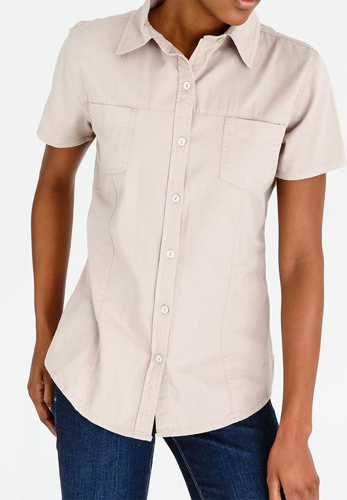 JEEP - Short Sleeve Pocket Blouse Stone