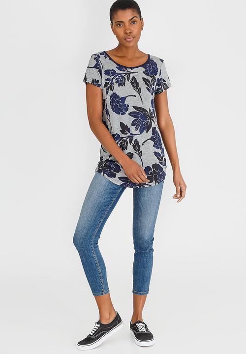 JEEP - All Over Print Top Grey Melange