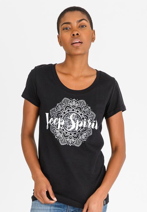 JEEP - Printed Scoop Neck Tee Black
