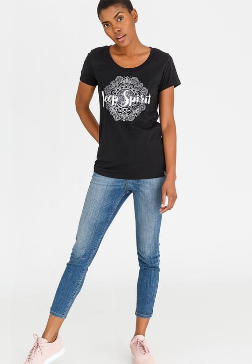 JEEP - Printed Scoop Neck Tee Black