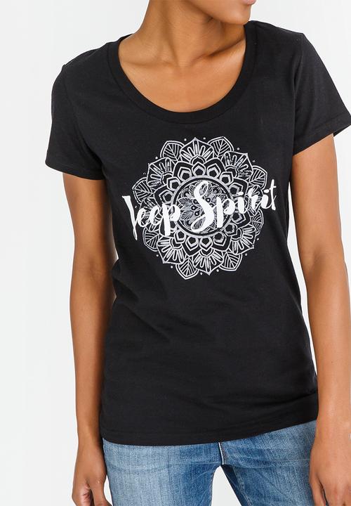 JEEP - Printed Scoop Neck Tee Black