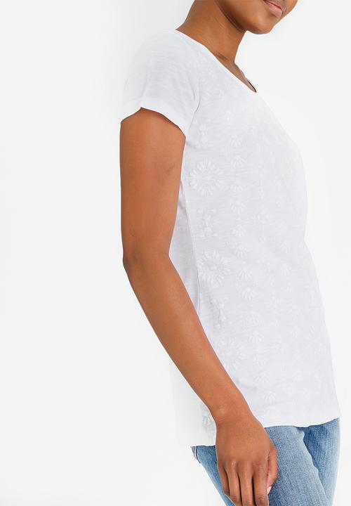 JEEP - Round Neck Tee with Puff Print White