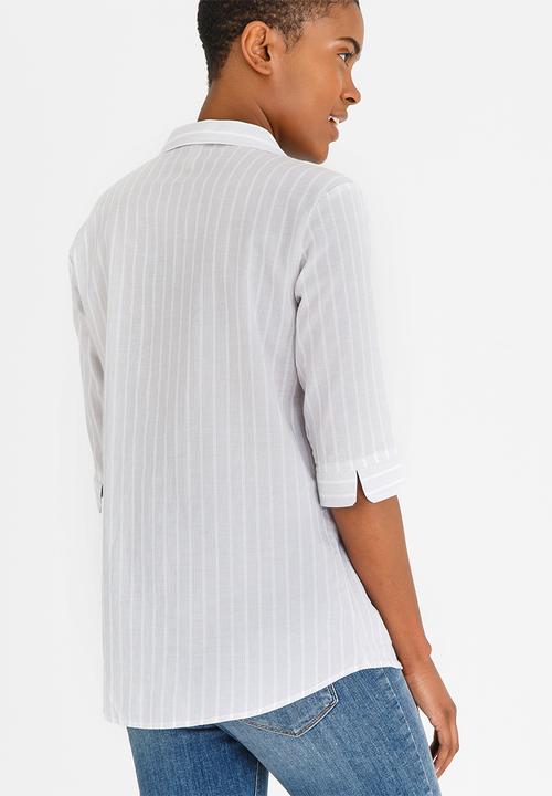 JEEP - Striped Embroidered Blouse Stone