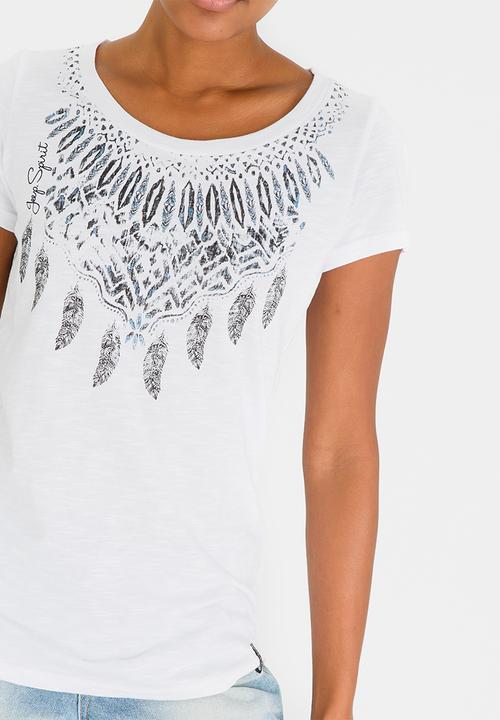 JEEP - Slub Scoop Neck Tee with Print White