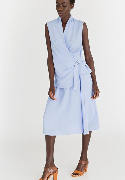 edit - Midi Flared Skirt Pale Blue