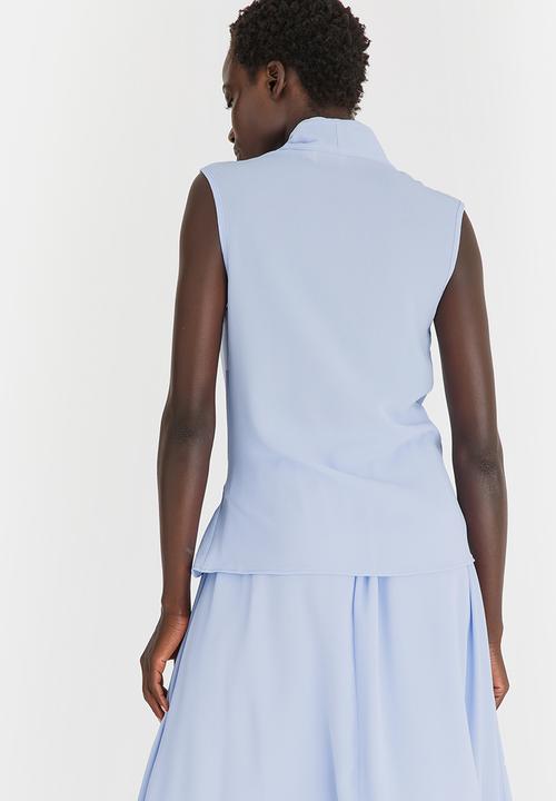 edit - Sleeveless Tie-up Blouse Pale Blue