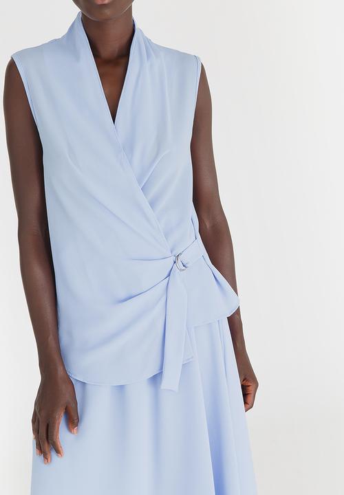 edit - Sleeveless Tie-up Blouse Pale Blue