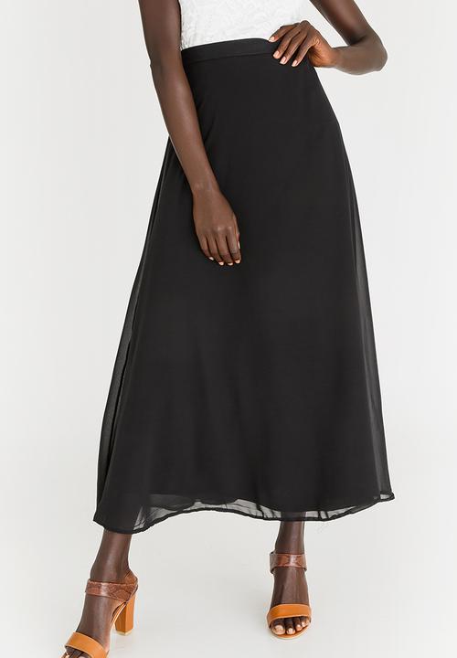 edit - Maxi Chiffon Skirt with Inner Lining Black