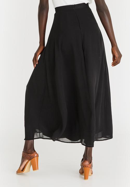 edit - Maxi Chiffon Skirt with Inner Lining Black