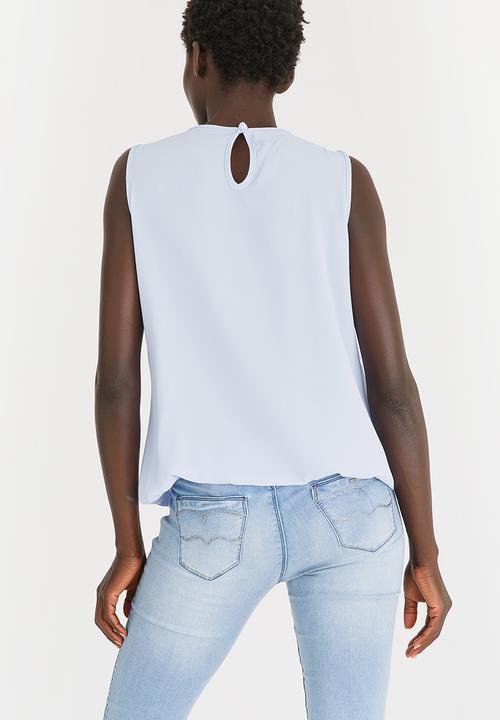 edit - Sleeveless Layered Blouse Pale Blue
