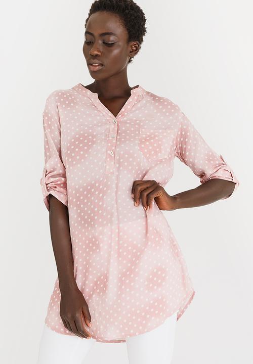 G Couture - Printed Longline Tunic Pale Pink