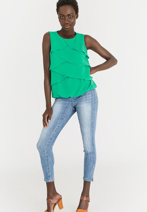 edit - Sleeveless Layered Blouse Green