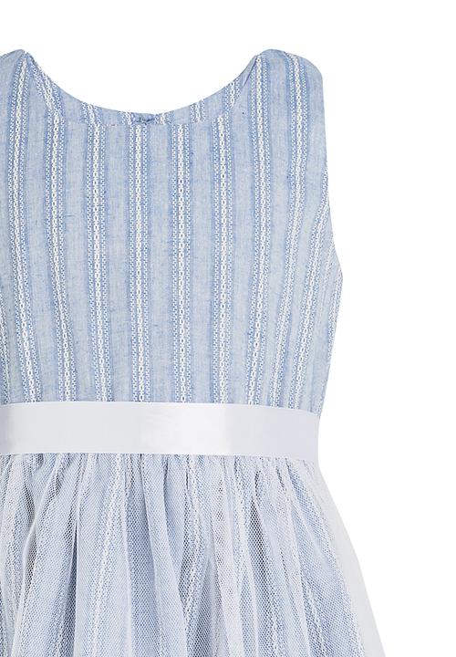 See-Saw - Mesh Overlay Dress Blue and White