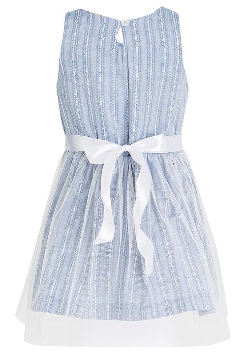 See-Saw - Mesh Overlay Dress Blue and White