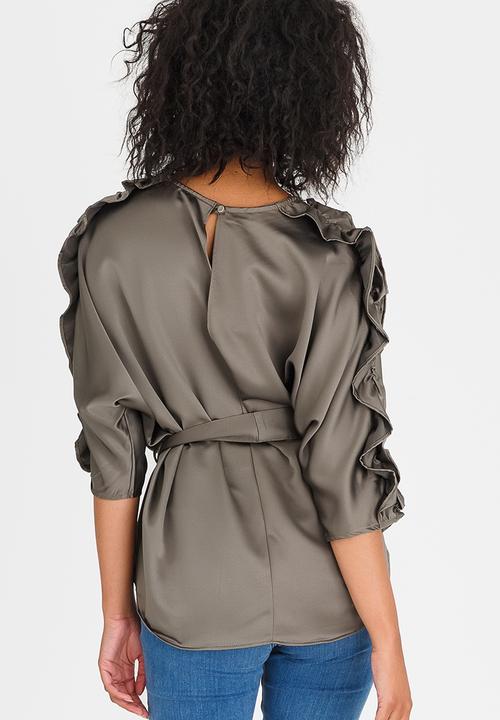 STYLE REPUBLIC - Frill Detail Blouse Dark Green