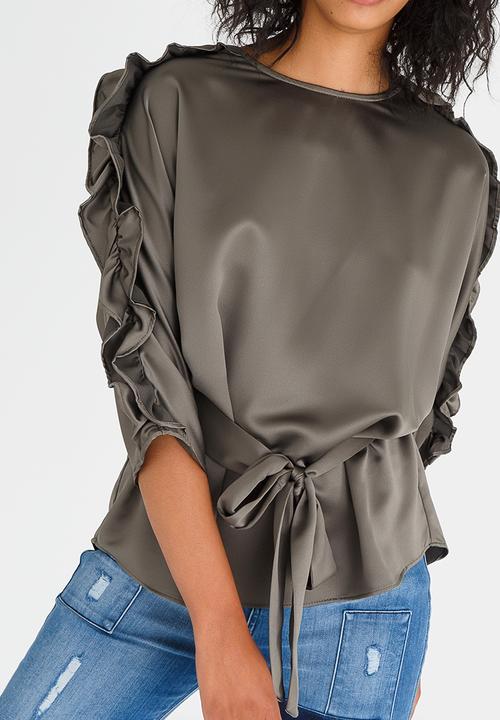 STYLE REPUBLIC - Frill Detail Blouse Dark Green