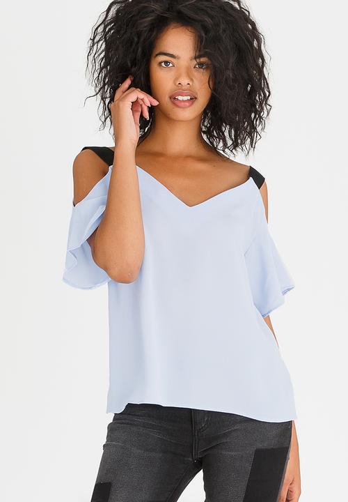 STYLE REPUBLIC - Cold Shoulder Blouse Pale Blue