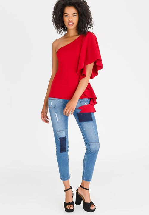 STYLE REPUBLIC - One Shoulder Top Red