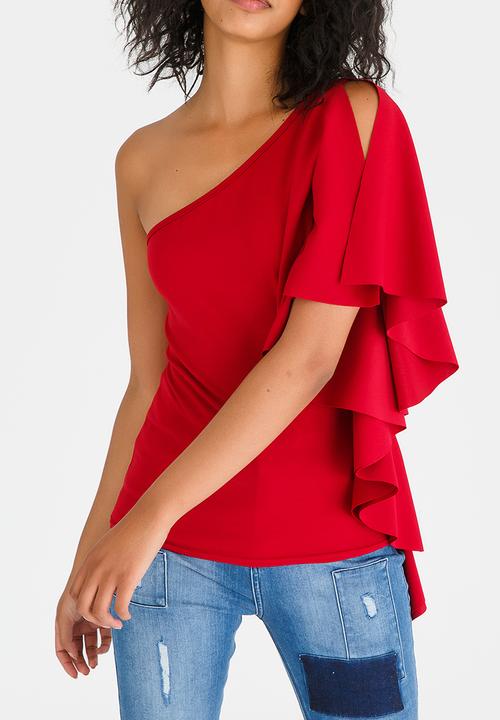 STYLE REPUBLIC - One Shoulder Top Red