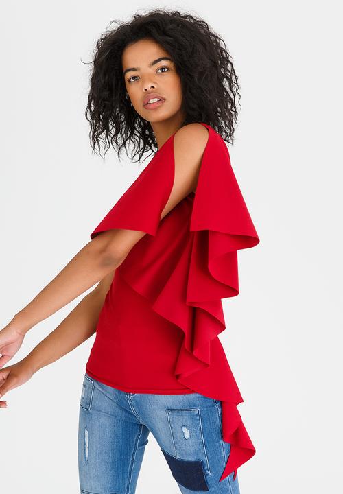 STYLE REPUBLIC - One Shoulder Top Red