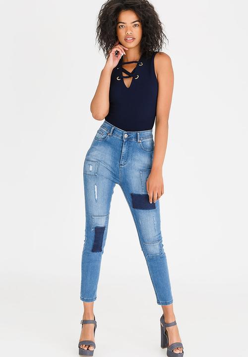 STYLE REPUBLIC - Lace Up Bodysuit Navy