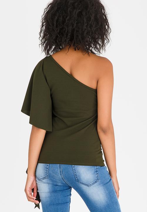 STYLE REPUBLIC - One Shoulder Top Dark Green