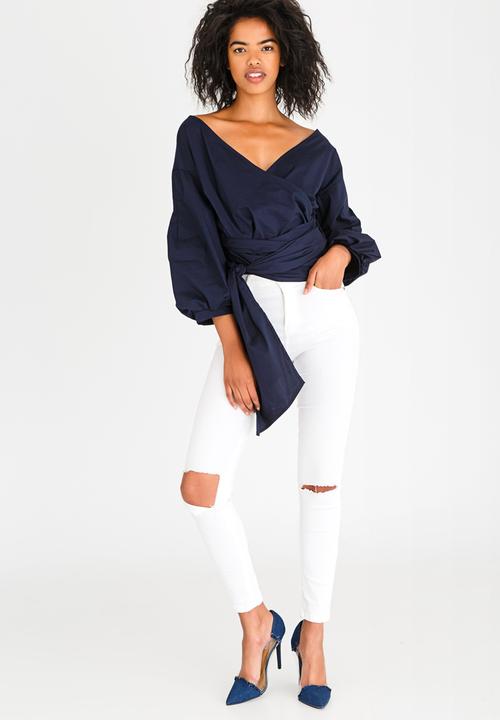 STYLE REPUBLIC - Structured Wrap Blouse Navy