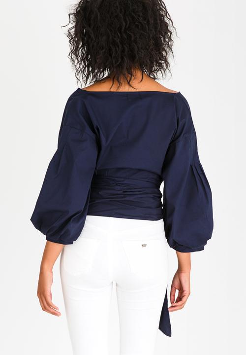 STYLE REPUBLIC - Structured Wrap Blouse Navy